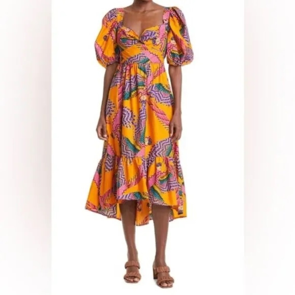 NWT Farm Rio Beaded Macaws Midi Dress Size L